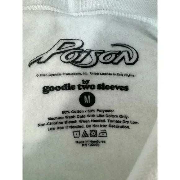 Poison Band Adult Sweatshirt Hoodie Men's M Graphic White Retro Band Merch Rock - Picture 3 of 8